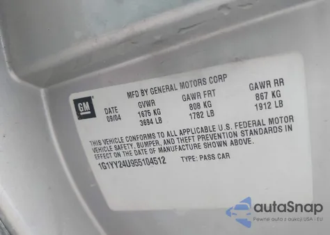 2005 Chevrolet Corvette z USA, uszkodzony, nr VIN 1G1YY24U955104512